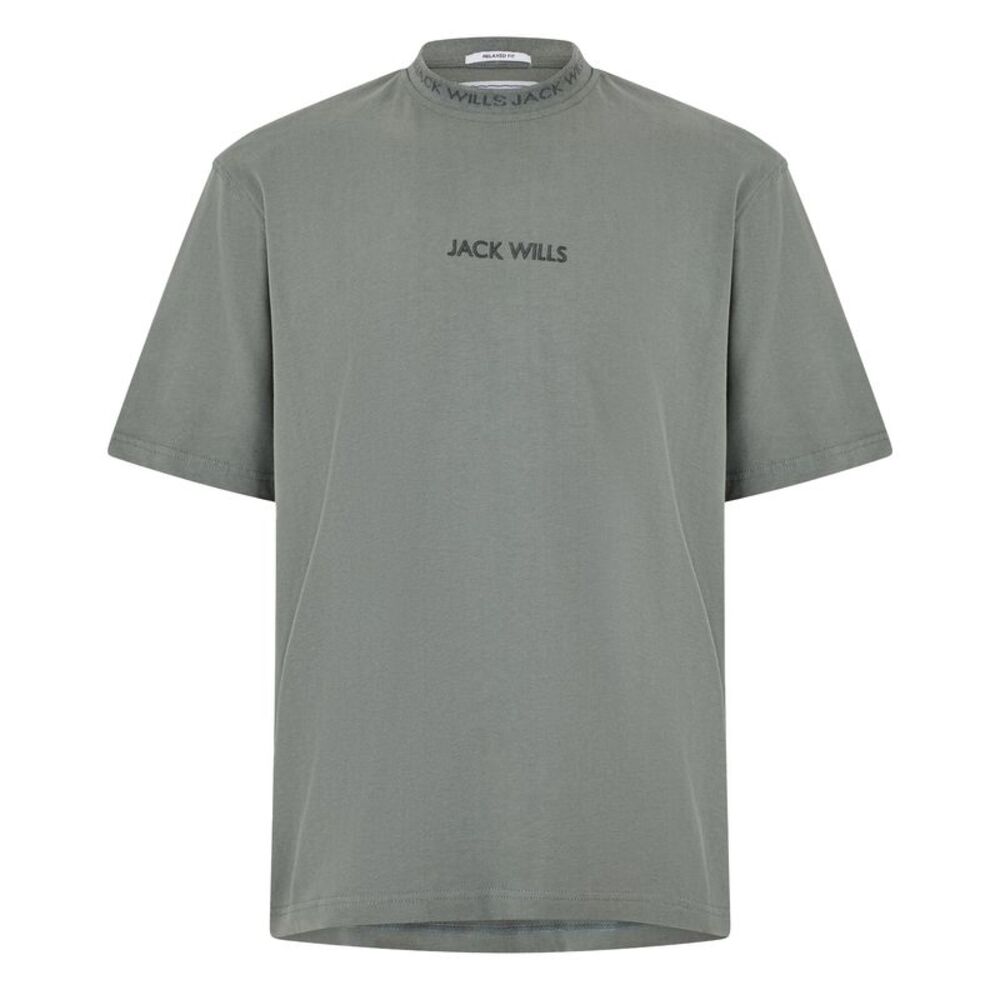 Jack Wills Mens Jacquard T-Shirt / Washed Khaki